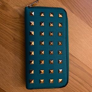 Blue Gold Studded Wallet